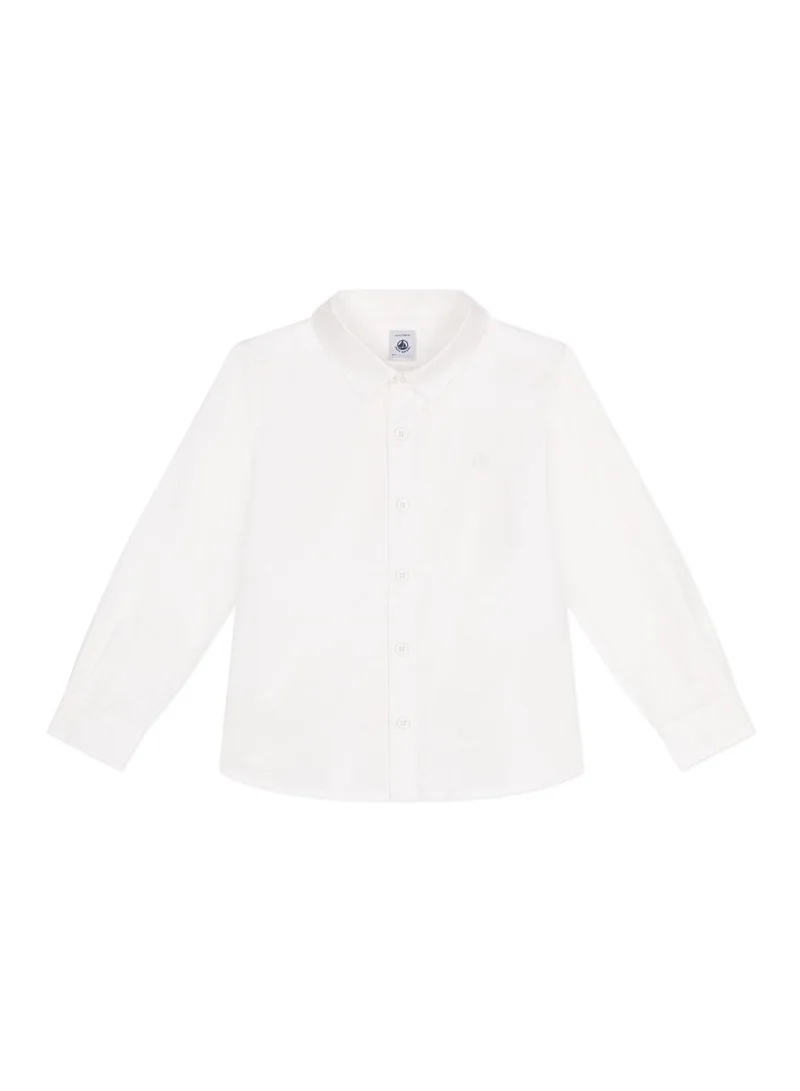 Petit Bateau Children's plain long-sleeved cotton shirt